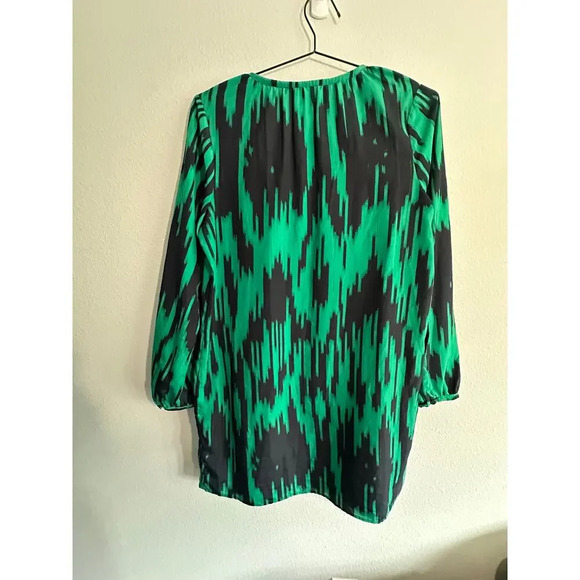 MICHAEL Michael Kors Top Womens Blouse M Green Blue Long Sleeves Tunic - Picture 11 of 13